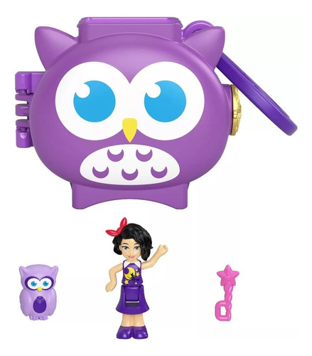 Polly Pocket Pet Connects Búho + Mascota Miniatura