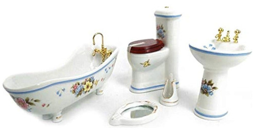 Conjunto De Bano De Ceramica En Miniatura Dollhouse Suppli