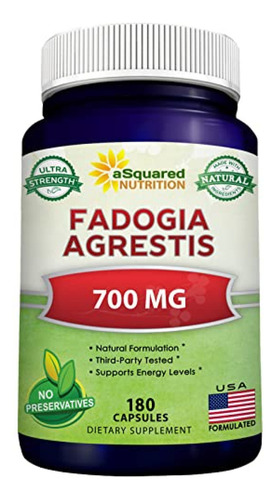 Extracto Fadogia Agrestis Suplemento, 180 Cápsulas, 700 Mg Sabor Sin Sabor
