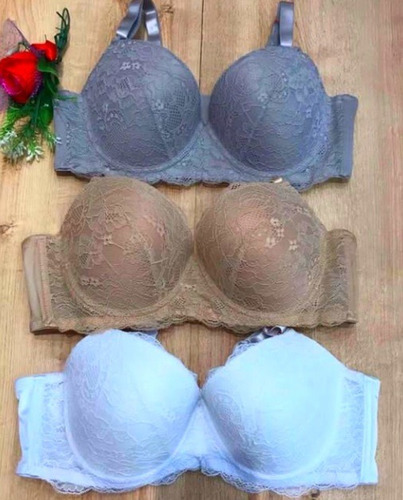 Imagen 7 de 7 de Pack De 3 Hermosos Brassieres Copa C. Anchos Con 3 Gafetes