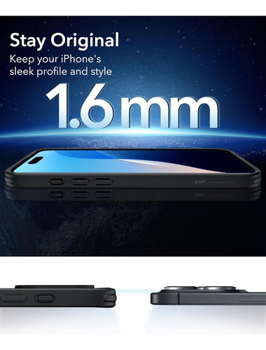 Funda Esr Magnetica Para iPhone 16 Pro Max Negro Escarcha