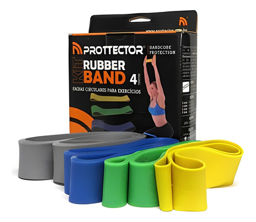 Kit 4 Elásticos Para Exercícios Treino Casa Rubber Band