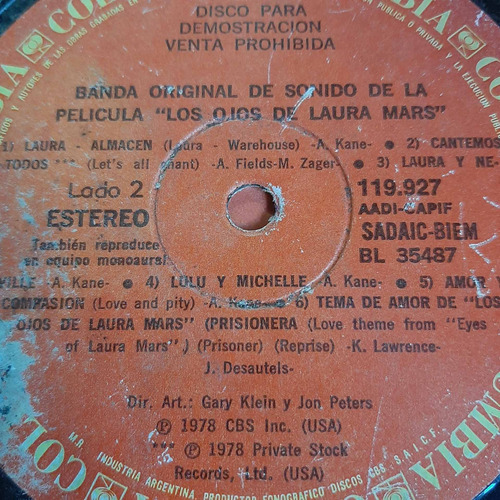 Sin Tapa Disco Los Ojos De Laura Mars Banda Original Bi0