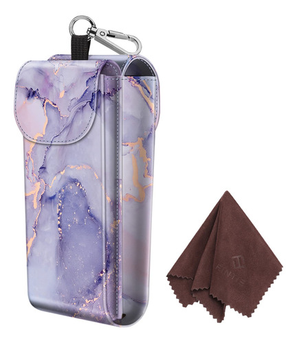 Funda Doble Para Gafas Fintie Lilac Marble, Piel Vegana