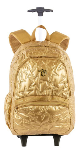 Mochila Carrinho Externo Capricho Estrelas - Dourada Cor Dourado