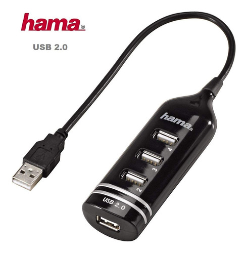 Imports Hama Usb 2.0 Hub 1:4 Negro Alimentador Bus