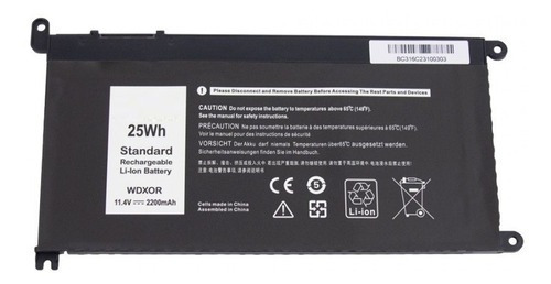 Bateria Notebook Dell Latitude 3580 Type Wdx0r 11,4v Cor da bateria Preto