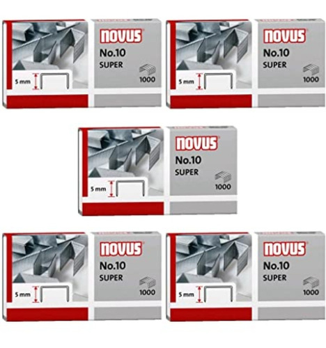 Set De 5 Cajas Broches Novus Nro. 10 Para Abrochadora X1000u