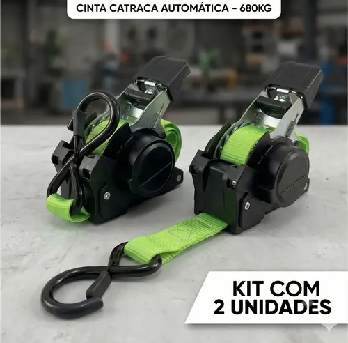 Ssk Kit 2 Catracas Retratil Automática Cinta 2 Metros Gancho S para a