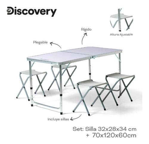 Mesa Plegable Mas 4 Banquetas Discovery Camping