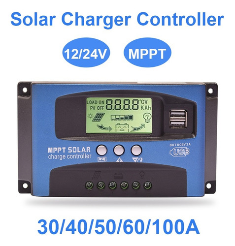 Controlador De Carga Solar Mppt Pantalla Lcd 12v / 24v Dual