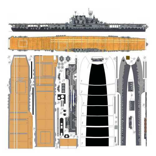 Portaaviones Uss Hornet (cv-8)  1:600 Papercraft (x Mail)