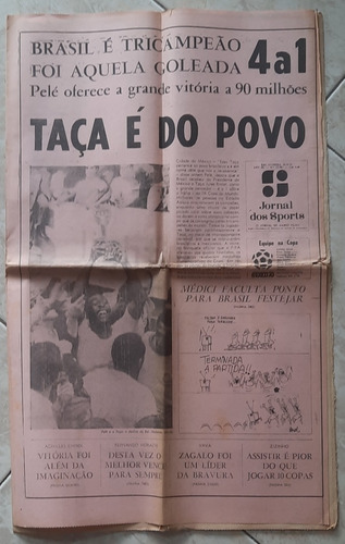 Jornal Dos Sports Brasil Tricampeão Do Mundo México 1970