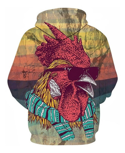 Sudadera Impresa Creativa Lentes De Sol Hip Hop Estilo Gallo
