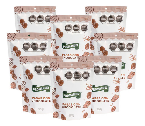 Pasas Con Chocolate Promanuez (8 Pack 200g)