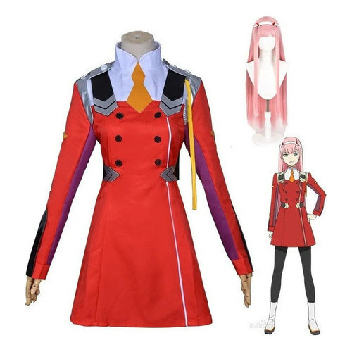 Querida No Franxx Zero Two Traje De Cosplay Com Peluca