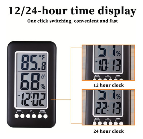 Reloj Despertador, Termómetro E Higrómetro 2 En 1 - L