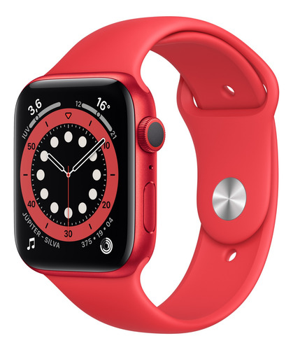 Imagem 1 de 8 de Apple Watch Series 6 (GPS) - Caixa de alumínio (PRODUCT)RED de 44 mm - Pulseira esportiva (PRODUCT)RED