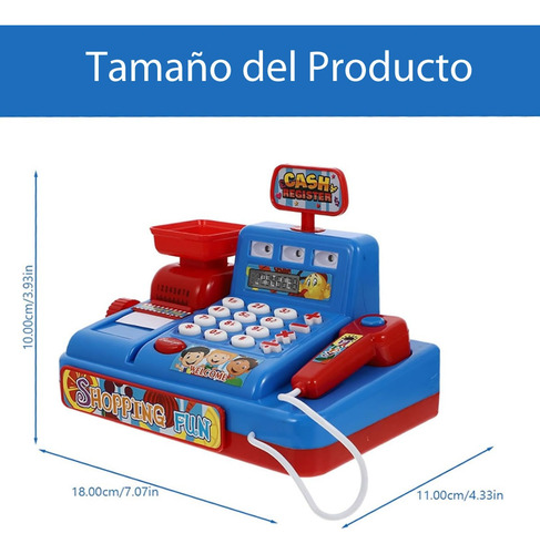 Mini Caja Registradora Para Niña Con Luz Sonido Y Accesorios Azul Y Rojo