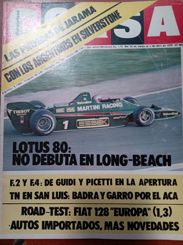 Corsa 669 (1979) Road Test Fiat 128 Europa Lámina Lotus 80