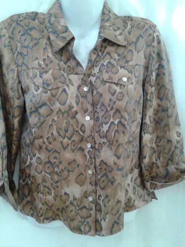 Excelente Camisa Animal Print Tremenda Calidad Talle L 44