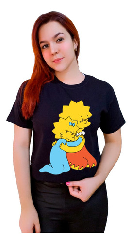 Polera Lisa Y Maggie Simpson Hermanas 100% Algodón Familiar