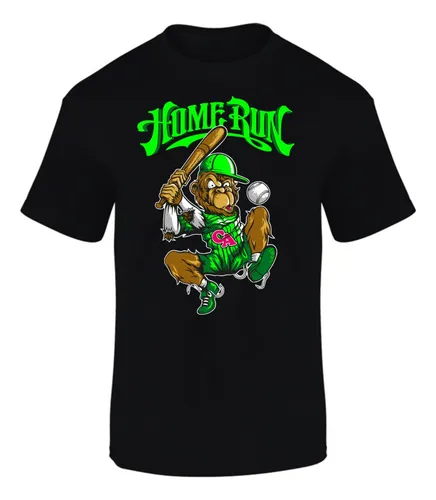 Camiseta Manga Corta Home Run Monkey Baseball Series Black