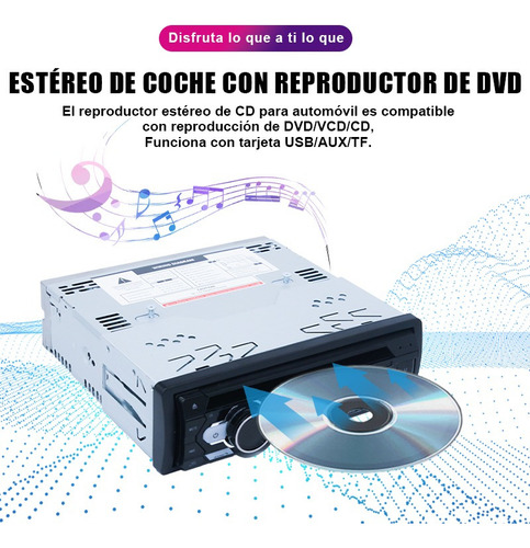 Auto Radio Estéreo 1 Din Bluetooth Dvd Cd Con Reproductor