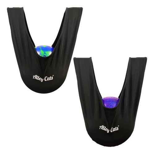 Alley Cats Juego De 2 Balancines De Bolos, Microfibra Negra