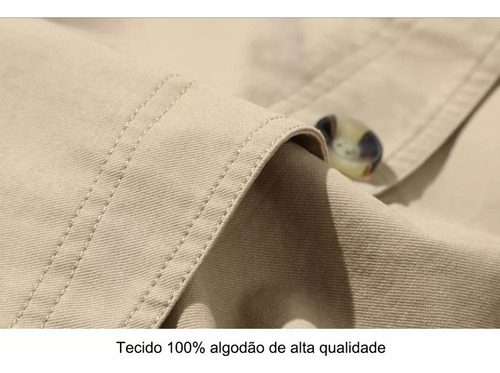 Chaqueta Larga De Hombre De Algodón Con Botonadura Simple
