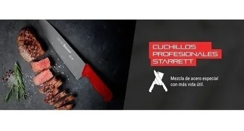 Imagen 3 de 5 de Combo Carnicero Deshuese Cuchillo Chaira Starrett Blanco