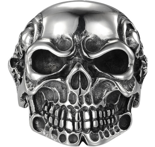 Anel Skull - Caveira Viking - Aço Inox.   Nº 31 ( B R )