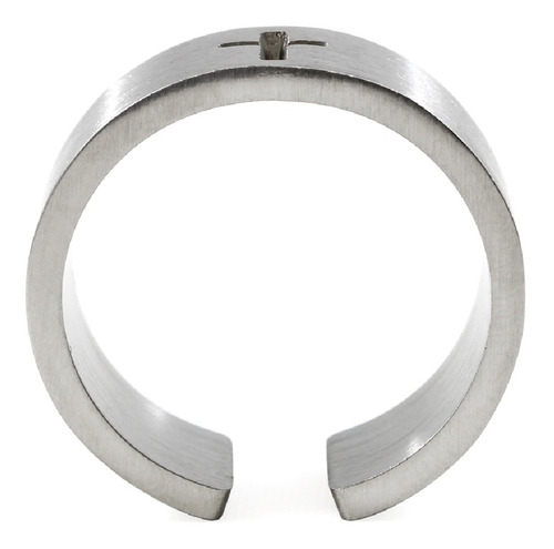 Imagen 3 de 10 de Anillo Hombre Acero Cruz Hueca Plateado Brillante