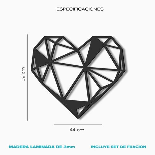 Imagen 6 de 6 de Cuadro Decorativo En Madera Calada Corazón Mural Xl