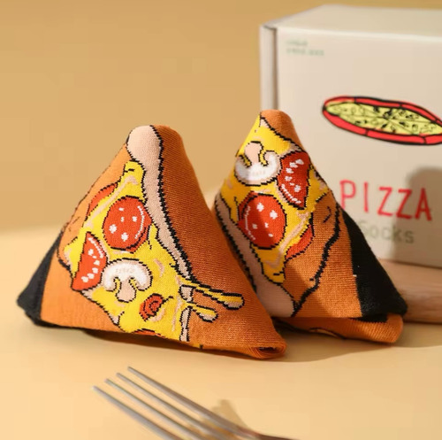 Calcetines Pizza Con Caja Calcetas Pizza Regalo Creativo
