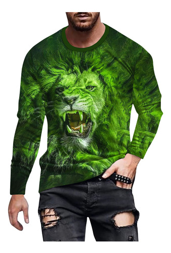 Camiseta Z Con Estampado De Leopardo Para Hombre, Estampado