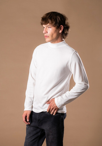Polera Sweater Hombre Algodon Liso Cuello Alto