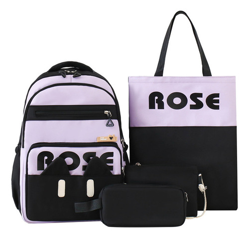 Mochila Gran Capacidad En Colores Contrastantes, Juego 4 Pcs