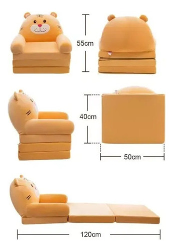 Sofá Plegable Para Niños Pequeños, Sillón, Funda Lavable