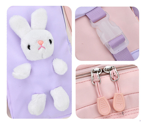 Mochila Kawai Con Forma De Conejo Con Bolsa For Bolígrafos,
