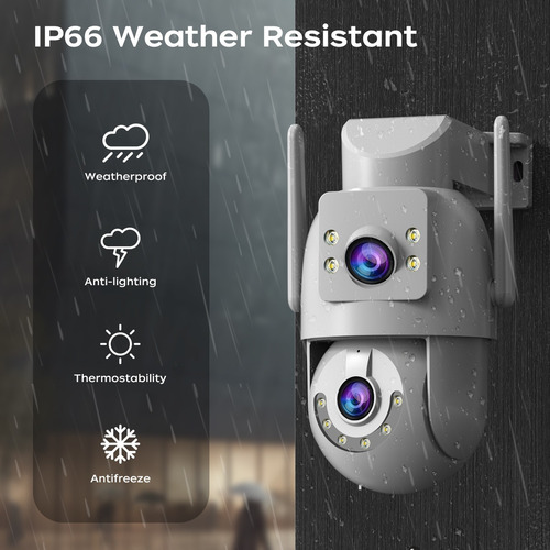3pcs Cámara De Seguridad Lente Doble Ptz 6mp Wifi Nocturna