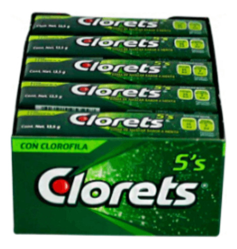 Chicle Clorets Plus+ 5´s S/azucar Tipo Americano 20paquetes