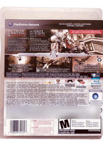 Jogo Assassins Creed 2 Ps3 Sony Midia Física - Nota Fiscal (Usado)