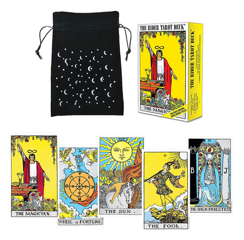 El Mazo De Tarot De Rider Waite Con Guía Y Bolsa De Terciope