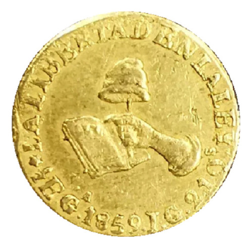 Moneda Original De Oro 1/2 Medio Escudo 1859 Ga Guadalajara