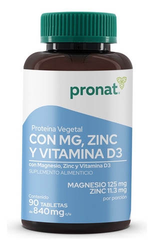 Suplemento Magnesio & Zinc Con Proteína Vegetal Pronat Sabor Sin Sabor