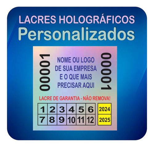 Lacre Void Holográfico Premium 15x15mm Numerado Cor 200 U