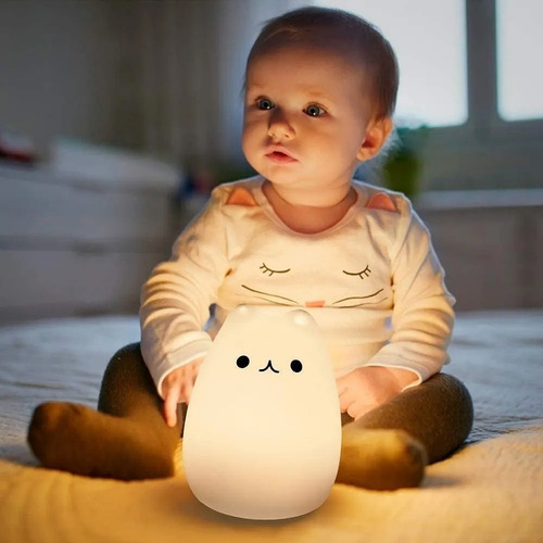 Imagen 4 de 7 de 7 Colores Lampara Luz Noche Led De Gato Para Bebes Y Niños