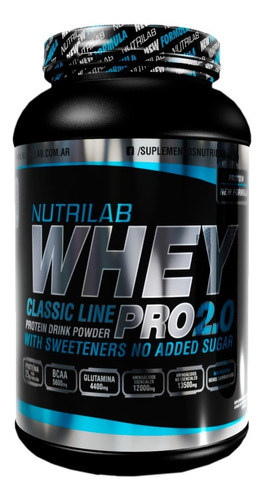 Suplemento en classic line Nutrilab  Whey Pro 2.0 proteína sabor frutilla en pote de 1g