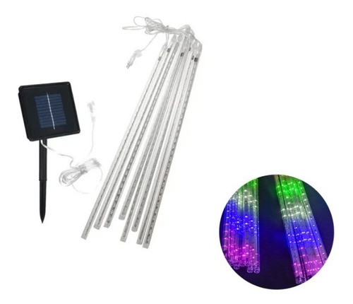 Tubo Solar Led Luces Meteoro Ducha Lluvia Jardin 